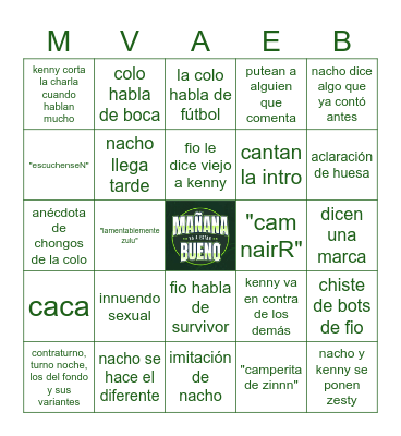 mmmmmvaeb Bingo Card