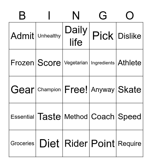 Unit 6 and 7 Bingo Card
