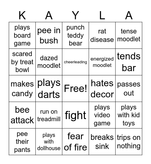 LilSimsie 24hr Dollhouse Stream Bingo Card