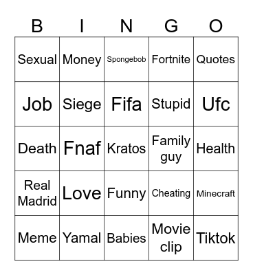 Insta reels Bingo Card