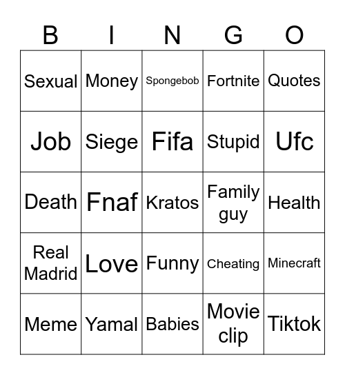 Insta reels Bingo Card