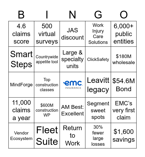 Leavitt - final bingo card Bingo Card