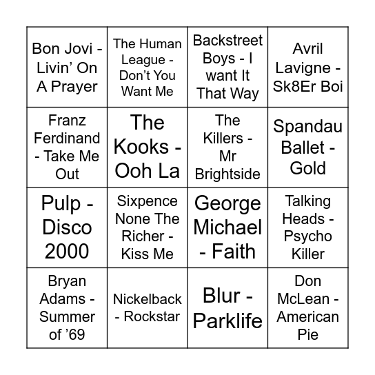 BINGO BANGO Bingo Card