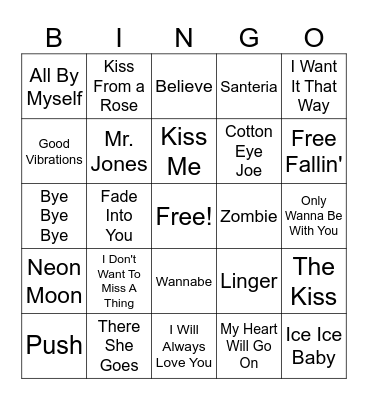 90's Bingo Card