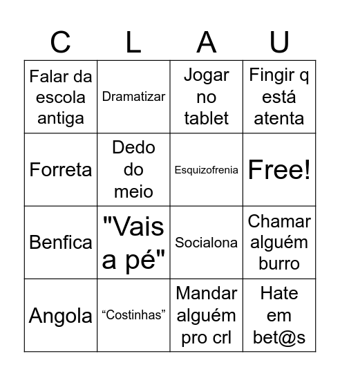 BINGO DA CLAU CLAU Bingo Card
