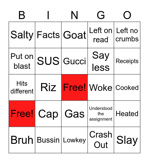 Mrs.T's State Testing Learned Slang Words Bingo Card