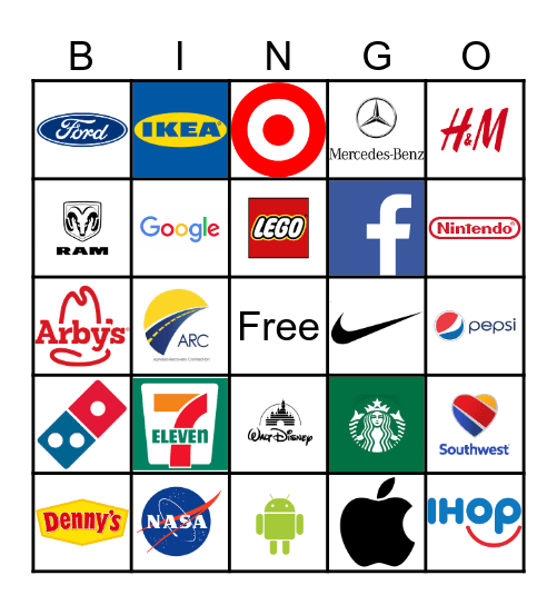 Famous Brands/Logos Bingo Card
