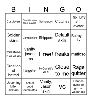 i forgor Bingo Card