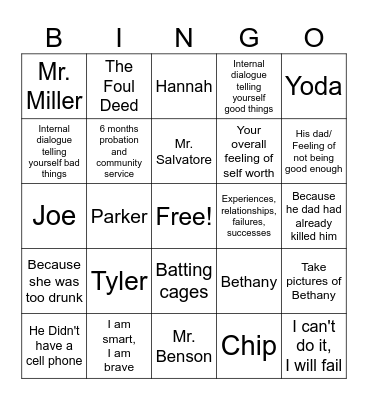 Twisted Novel Bingo Card