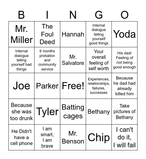 Twisted Novel Bingo Card