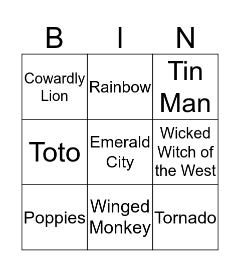 Fairy Tales Titles Bingo Card