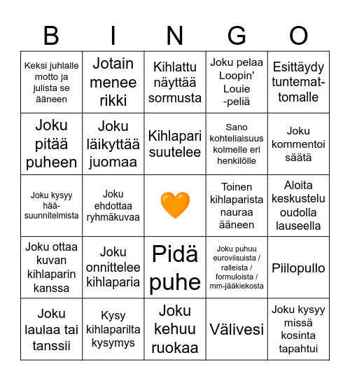Ulianan & Ollin kihlajees bings Bingo Card