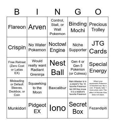 gaming Bingo Card