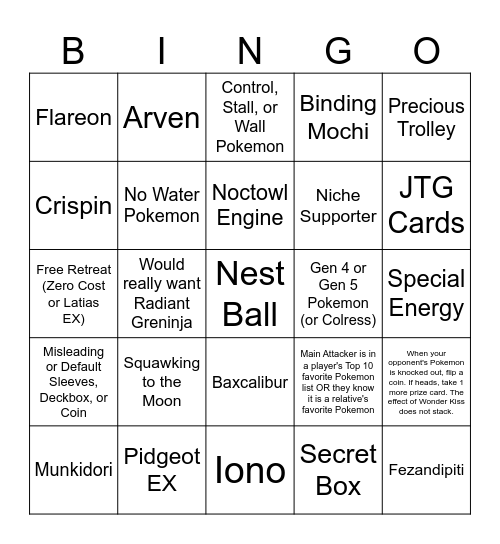 gaming Bingo Card