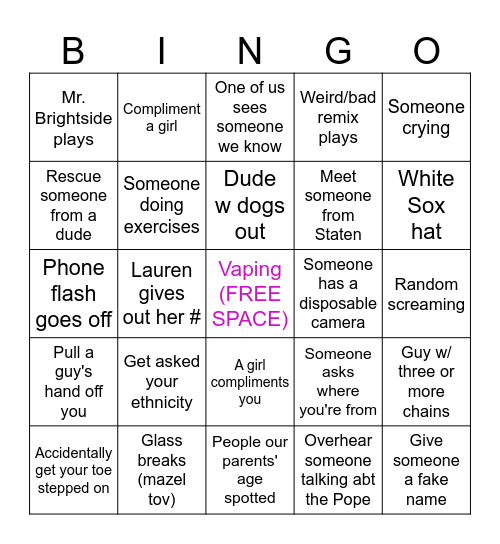 MDW :) Bingo Card