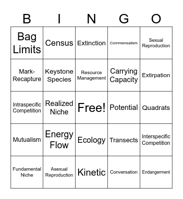 Amlung Final Exam Review Bingo Card