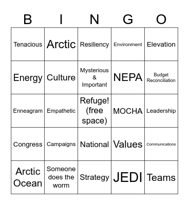 Staff Retreat Bingo Card