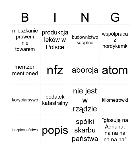Potężny Duńczyk Bingo Card