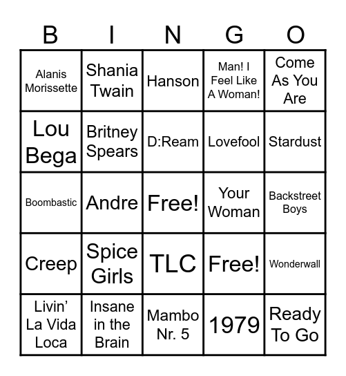 90's Rewind Bingo Card