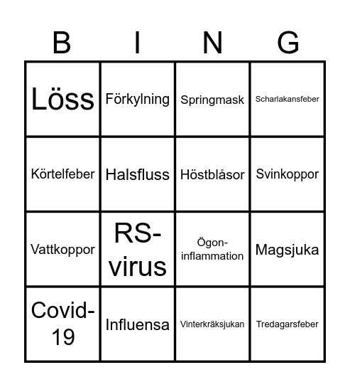 Förskolebingo Card