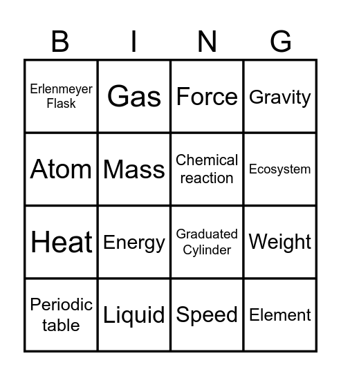 SCIENCE  BINGO Card