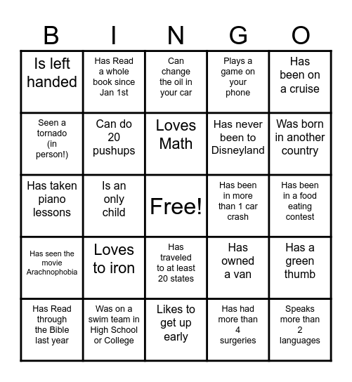 Find a lady who?? Bingo Card