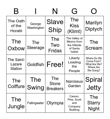 ART HISTORY Bingo Card