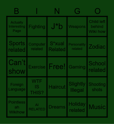 Wikihow Bingo Card