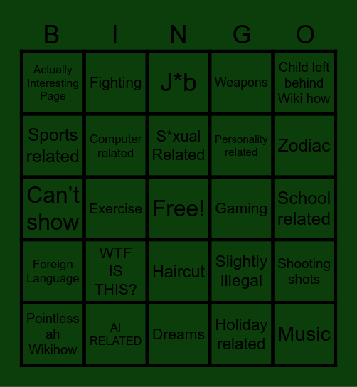 Wikihow Bingo Card