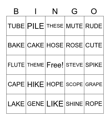 VCe PARTY!!! Bingo Card