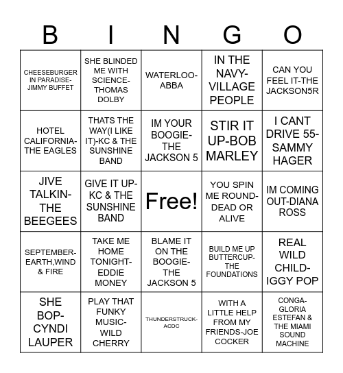 BACK IN TIME 1.0 Bingo Card