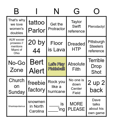 Dave Fleming Bingo Card