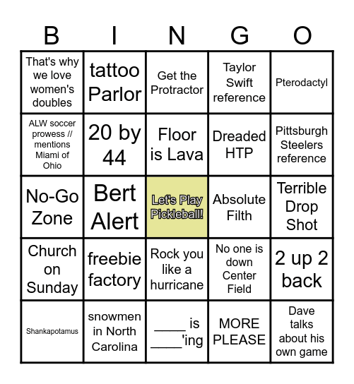 Dave Fleming Bingo Card