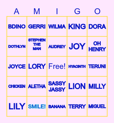 Friends Bingo Card