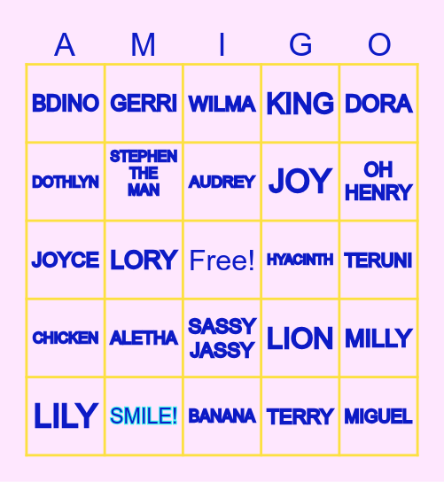 Friends Bingo Card