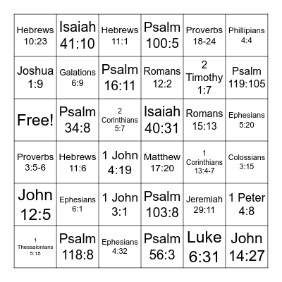 Bible Bingo Card