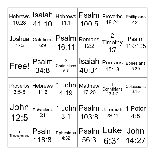 Bible Bingo Card