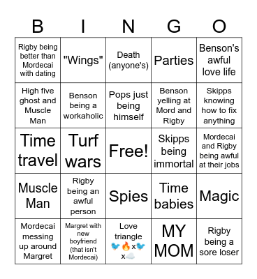 Regular Show (books) bingo Card
