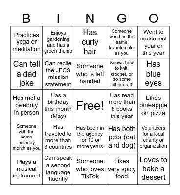 Find Someone Who Bingo Card
