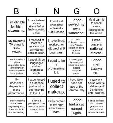 Staff Bingo Card
