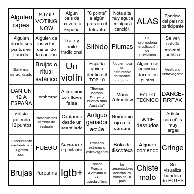 EUROVISIÓN Bingo Card