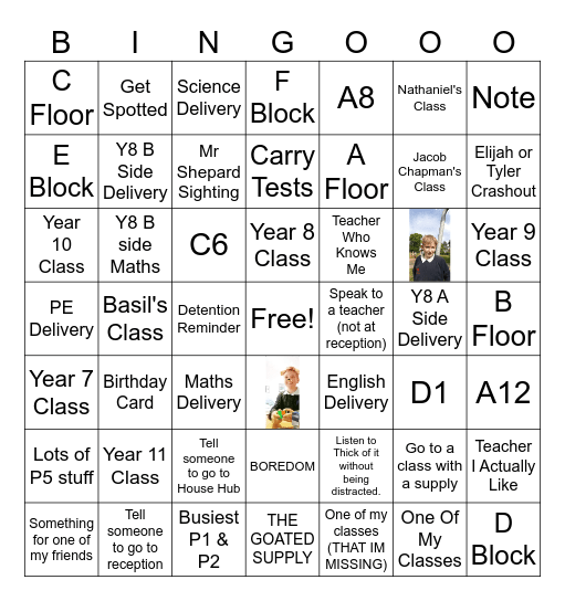 Office Duty Bingo Card