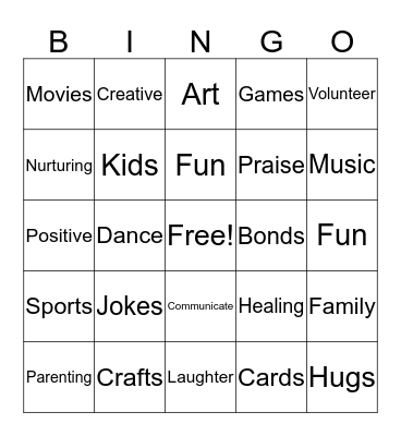 FAMILY FUN Bingo Card