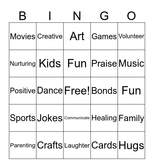 FAMILY FUN Bingo Card