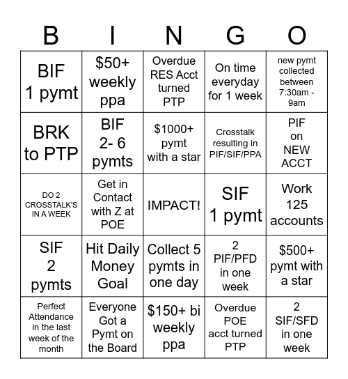 CLOSEOUT BLACKOUT!!!!! Bingo Card