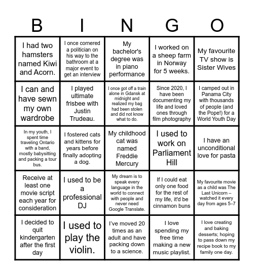 Staff Bingo Card
