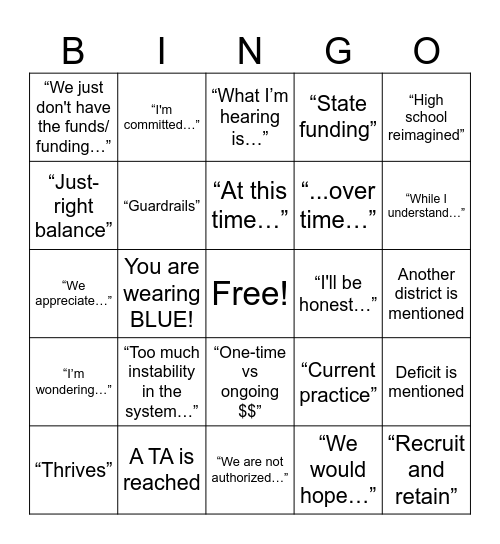 Bargaining Bingo Card