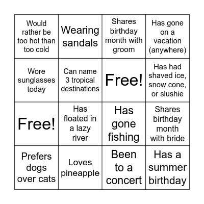 Bingo! Bingo Card