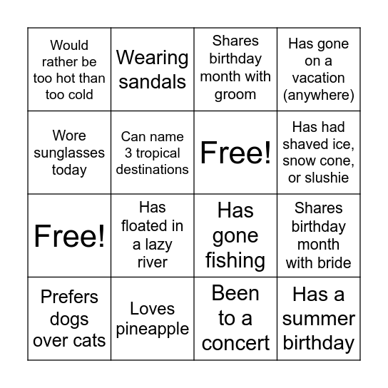 Bingo! Bingo Card