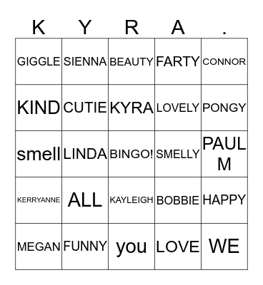 B I N G O Bingo Card